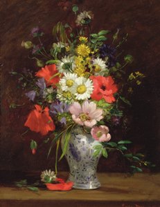 Stilleben med blomster i en vase, ca. 1866 (panel)